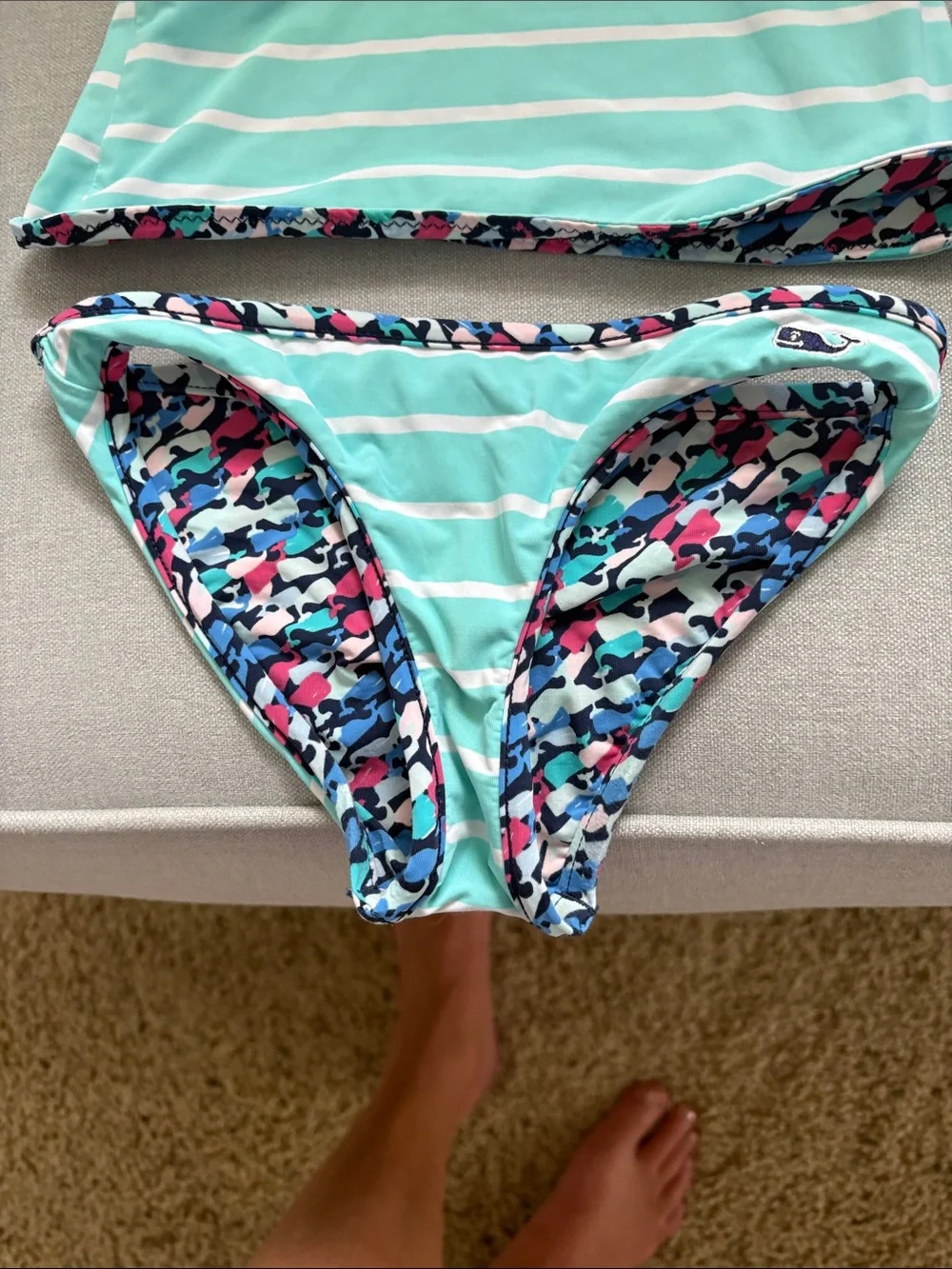 Vineyard Vines Girls' Reversible Swimming Whales Tankini Swimsuit